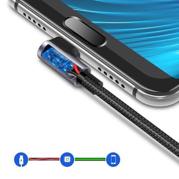 Kaabli nurk-juhe USB-A - USB-C 3A 3M - hall