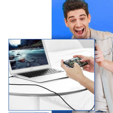 Cable de ángulo de cable USB-A - USB-C 3A 3M - GRIS