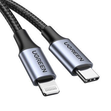 Kabeļu kabelis iPhone zibens - USB-C 2.0 MFI 1m - pelēks