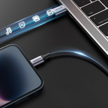 Kabeļu kabelis iPhone zibens - USB-C 2.0 MFI 1m - pelēks