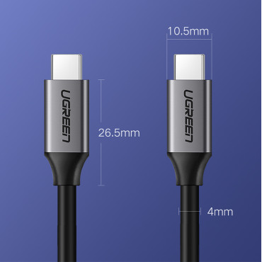 Kabel przewód USB-C 3.1 - USB-C 3.1 1.5m - szary
