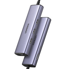 6W1 HUB USB-C Adapter - 3x USB-A 3.0 / HDMI / RJ45 / USB-C PD - Grå