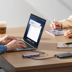 HUB 6W1 HUB Adaptateur USB-C - 3x USB-A 3.0 / HDMI / RJ45 / USB-C PD - Gris