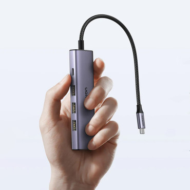 5W1 HUB USB-C adapter - USB-C PD / HDMI / 3x USB-A 3.0 - siva