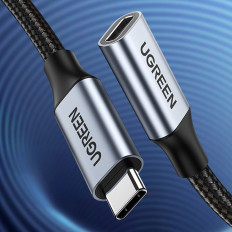 USB-C kábeltakaró kábel PD QC 100W 5A 10Gbps 0.5m szürke