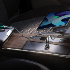 USB-C USB-A 30W autolaadija - must