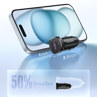 USB-C USB-A 30W AUTOMOBILOVACIE - ČIERNY