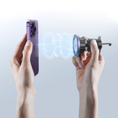 Poignée de voiture magnétique pour téléphone pour un gril de soufflage - Noir