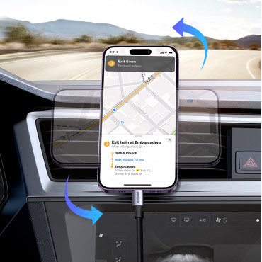 Poignée de voiture magnétique pour téléphone pour un gril de soufflage - Noir