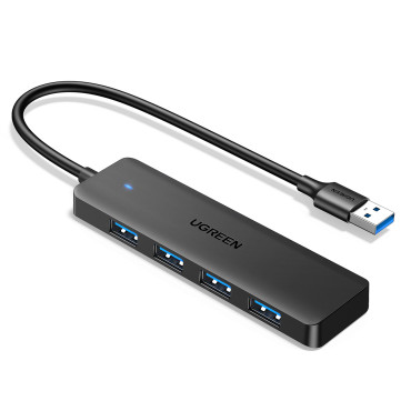 Hub USB-A Izplatītājs 3,0 4 USB-A 3.0 ostām 1m - melns