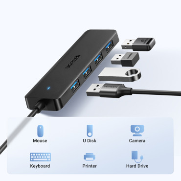 HUB USB-A Distributør 3.0 for 4 USB-A 3.0 Ports 1M - Svart