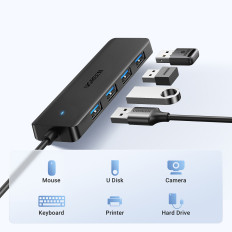 HUB USB-A Distributør 3.0 for 4 USB-A 3.0 Ports 1M - Svart