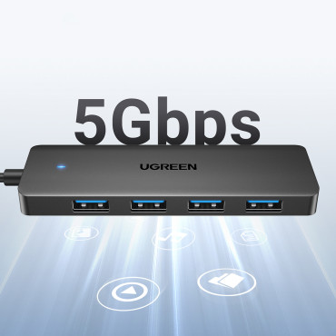 HUB USB-A Distributør 3.0 for 4 USB-A 3.0 Ports 1M - Svart