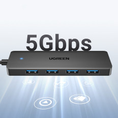 Hub USB-A Izplatītājs 3,0 4 USB-A 3.0 ostām 1m - melns
