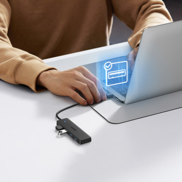 HUB rozdzielacz portu USB-A 3.0 na 4 porty USB-A 3.0 kabel 1m - czarny