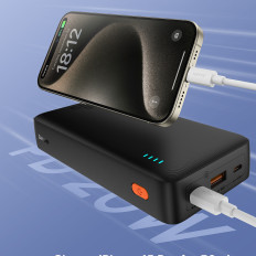 Powerbank 20000MAH AirPow 20W med USB-A-kabel - USB-C 50cm - Svart