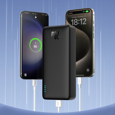 Powerbank 20000MAH AirPow 20W med USB-A-kabel - USB-C 50cm - Svart