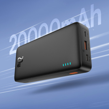 Powerbank 20000MAH AirPow 20W med USB-A-kabel - USB-C 50cm - Svart