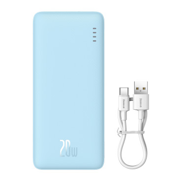 Powerbank 20000mah Airpow 20W με USB-ένα καλώδιο - USB-C 50cm - μπλε