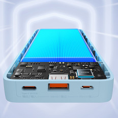 PowerBank 20000mah Airpow 20W med USB-A-kabel - USB-C 50cm - Blå