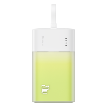 Powerbank Popsicle 5200mah 20W με αστραπή 60W / 20V / 3A / 30cm - Λευκό και πράσινο καλώδιο
