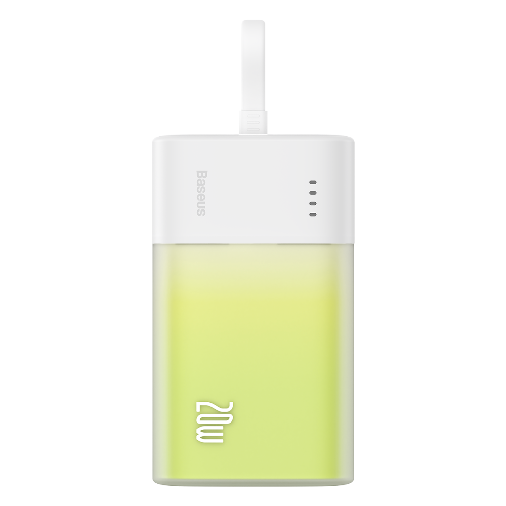 PowerBank Popsicle 5200Mah 20W z strelo 60W / 20V / 3A / 30cm - beli in zeleni kabel