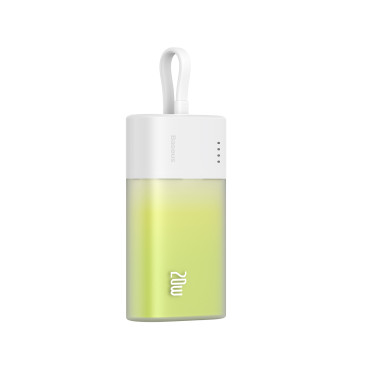 PowerBank Popsicle 5200Mah 20W z strelo 60W / 20V / 3A / 30cm - beli in zeleni kabel