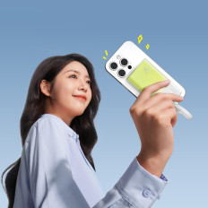 Powerbank PopSicle 5200MAh 20W with Lightning 60W / 20V / 3A / 30cm - white and green cable