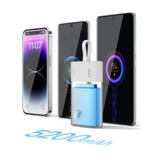 PowerBank Popsicle 5200Mah 20W z strelo 60W / 20V / 3A / 30cm - beli in zeleni kabel