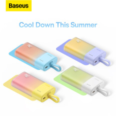 PowerBank Popsicle 5200Mah 20W z strelo 60W / 20V / 3A / 30cm - beli in zeleni kabel