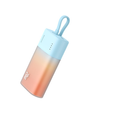 PowerBank popsicle 5200mAh 20W ar zibens 60W / 20v / 3a / 30cm - zils-oranžs kabelis