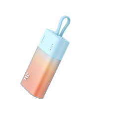 PowerBank popsicle 5200mAh 20W ar zibens 60W / 20v / 3a / 30cm - zils-oranžs kabelis