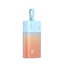 PowerBank popsicle 5200mAh 20W ar zibens 60W / 20v / 3a / 30cm - zils-oranžs kabelis