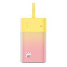 PowerBank popsicle 5200mAh 20W ar zibens 60W / 20v / 3a / 30cm - dzeltens-rozā