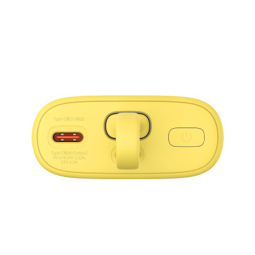PowerBank popsicle 5200mAh 20W ar zibens 60W / 20v / 3a / 30cm - dzeltens-rozā