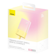 PowerBank popsicle 5200mAh 20W ar zibens 60W / 20v / 3a / 30cm - dzeltens-rozā