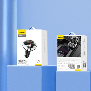 R2Pro + Automobilių siųstuvas su PD 25W Bluetooth 5.3 RGB - juoda ir sidabrinė