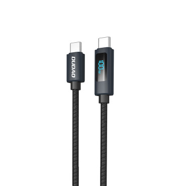 L7C USB-A kábel - USB-C 100W 1M LED kijelzővel - fekete