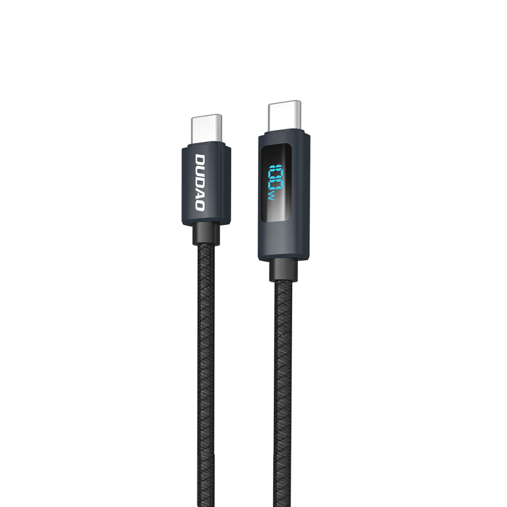 L7C USB-A-kabel - USB-C 100W met 1M LED-display - zwart