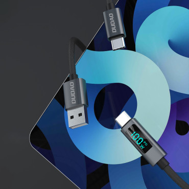 L7C USB-A kabel - USB-C 100W s 1M LED displejem - černá