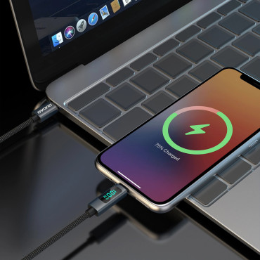 L7C USB-A Cable - USB-C 100W con pantalla LED 1 M - Negro