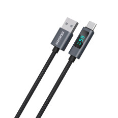 Kábel L7T USB-A kábel - USB-C 66W 1M LED kijelzővel - fekete