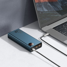 Adaman PowerBank 2x USB 1x USB-C 1X Microousb 200mmAh 65W Quick Charge Blue