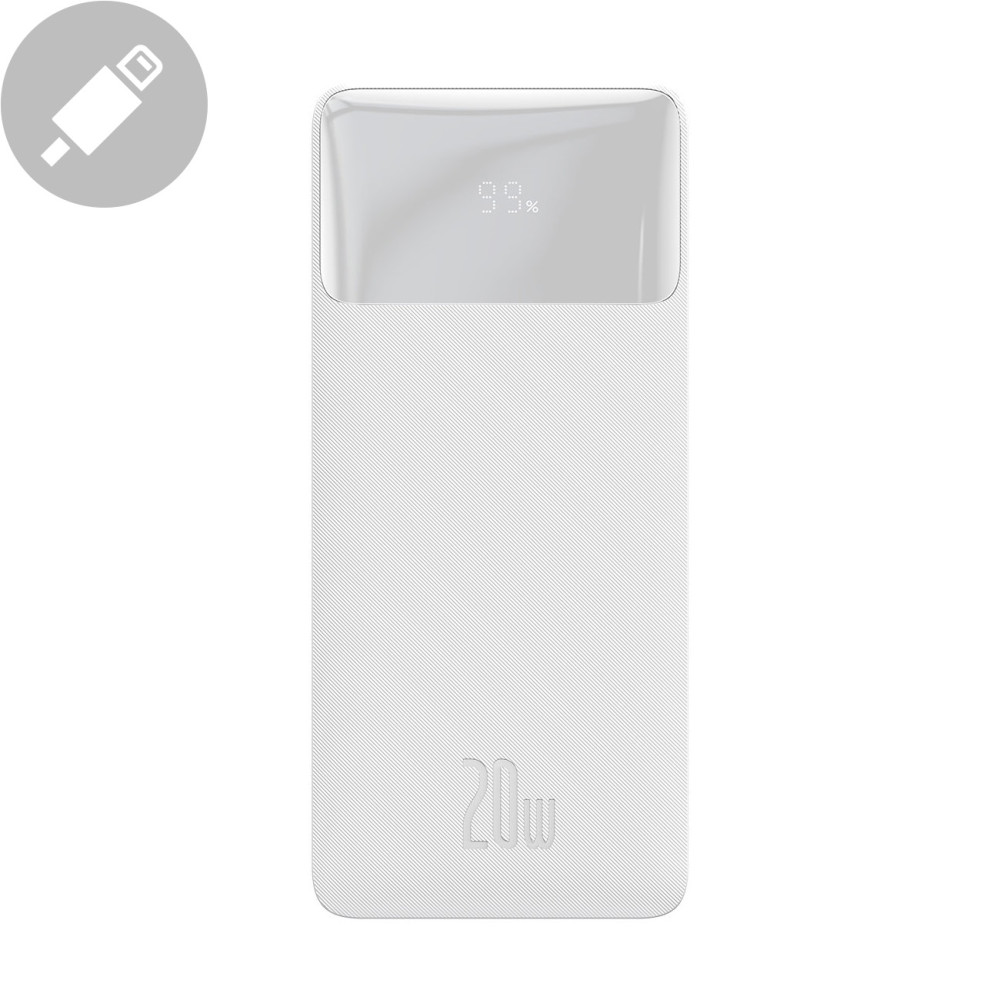 BIPOW PowerBank con carga rápida 30000mAh USB-A Microokeb 0.25m Blanco