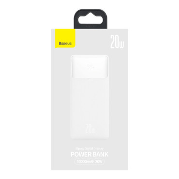 Telpas PowerBank ar ātru iekraušanu 30000mah USB-CABLE MIKROUS 0.25m Balta