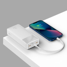 Telpas PowerBank ar ātru iekraušanu 30000mah USB-CABLE MIKROUS 0.25m Balta