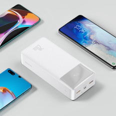 Telpas PowerBank ar ātru iekraušanu 30000mah USB-CABLE MIKROUS 0.25m Balta