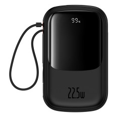 PowerBank QPOW PRO + 20000MAH s USB-C káblom a displejom - čierna
