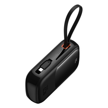 PowerBank Qpow Pro + 20000mAh com cabo USB-C e exibição - Preto