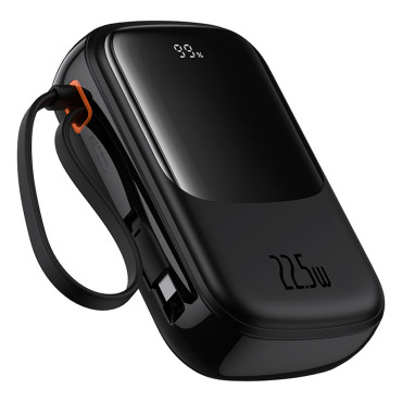 PowerBank QPOW PRO + 20000mAh med USB-C-kabel og display - Sort